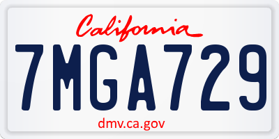 CA license plate 7MGA729