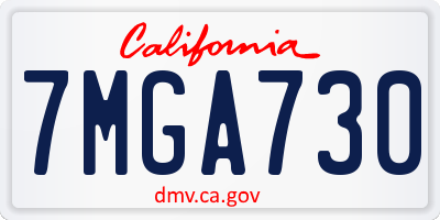 CA license plate 7MGA730