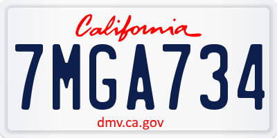 CA license plate 7MGA734