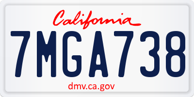 CA license plate 7MGA738