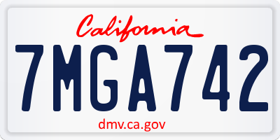 CA license plate 7MGA742