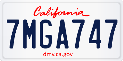 CA license plate 7MGA747