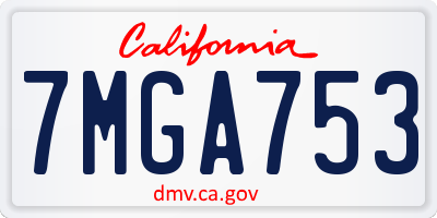 CA license plate 7MGA753