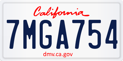 CA license plate 7MGA754