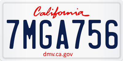 CA license plate 7MGA756