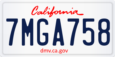 CA license plate 7MGA758