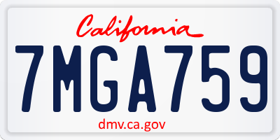 CA license plate 7MGA759