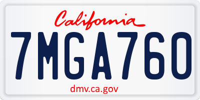 CA license plate 7MGA760