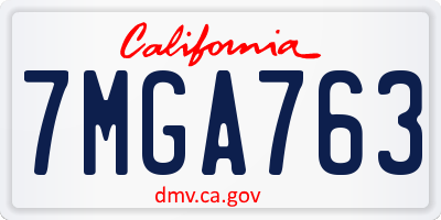 CA license plate 7MGA763