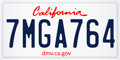 CA license plate 7MGA764