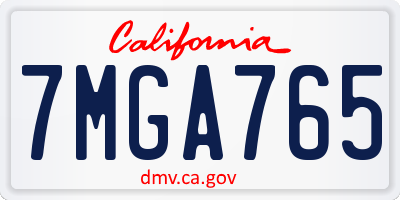 CA license plate 7MGA765