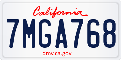 CA license plate 7MGA768