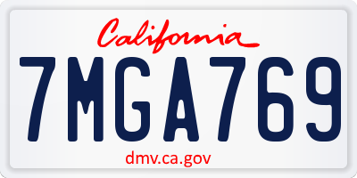 CA license plate 7MGA769