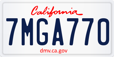 CA license plate 7MGA770