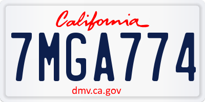 CA license plate 7MGA774