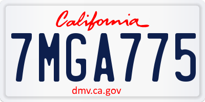 CA license plate 7MGA775