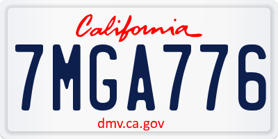CA license plate 7MGA776