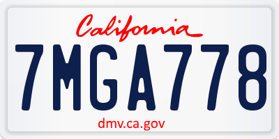 CA license plate 7MGA778