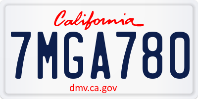 CA license plate 7MGA780