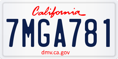 CA license plate 7MGA781