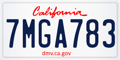 CA license plate 7MGA783