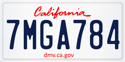 CA license plate 7MGA784