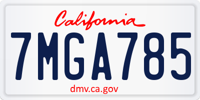 CA license plate 7MGA785