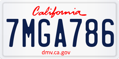 CA license plate 7MGA786