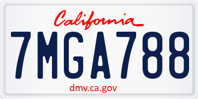 CA license plate 7MGA788