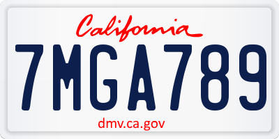 CA license plate 7MGA789