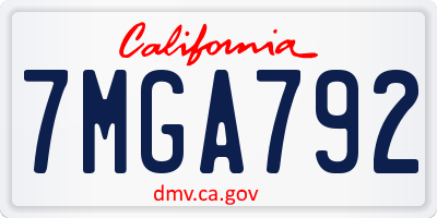 CA license plate 7MGA792