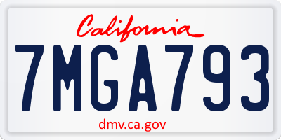 CA license plate 7MGA793