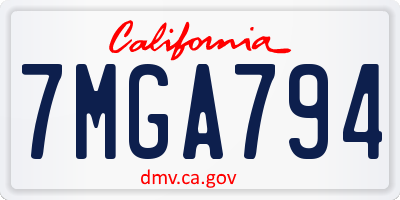 CA license plate 7MGA794