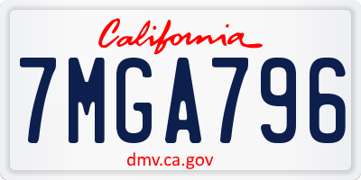 CA license plate 7MGA796