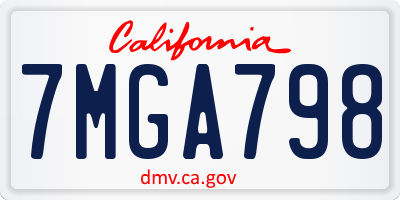 CA license plate 7MGA798