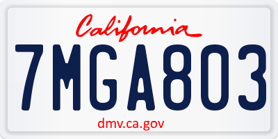 CA license plate 7MGA803