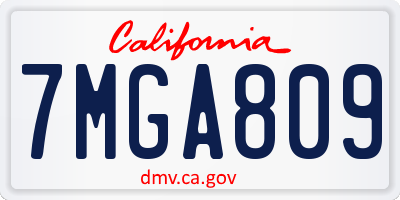 CA license plate 7MGA809