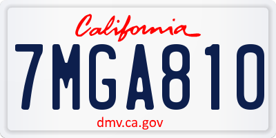 CA license plate 7MGA810