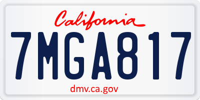 CA license plate 7MGA817