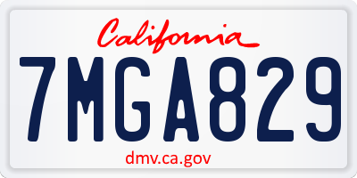 CA license plate 7MGA829