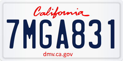 CA license plate 7MGA831