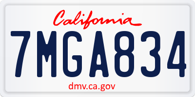 CA license plate 7MGA834