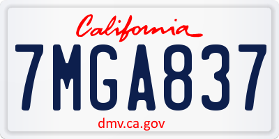 CA license plate 7MGA837