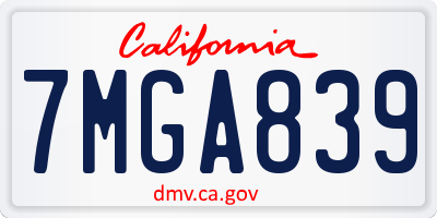 CA license plate 7MGA839