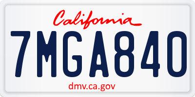 CA license plate 7MGA840