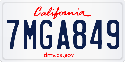 CA license plate 7MGA849