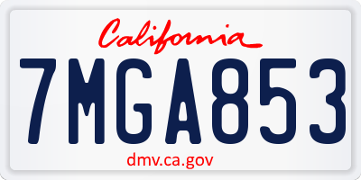 CA license plate 7MGA853