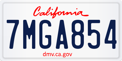 CA license plate 7MGA854