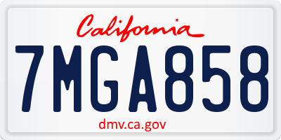 CA license plate 7MGA858