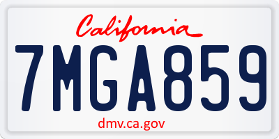 CA license plate 7MGA859